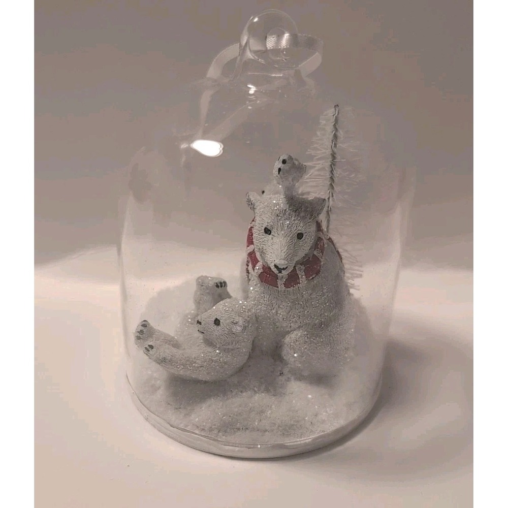 Vera Bradley Polar Bear Family No Water Glass Snow Globe 2019 Ornament Glitter‎